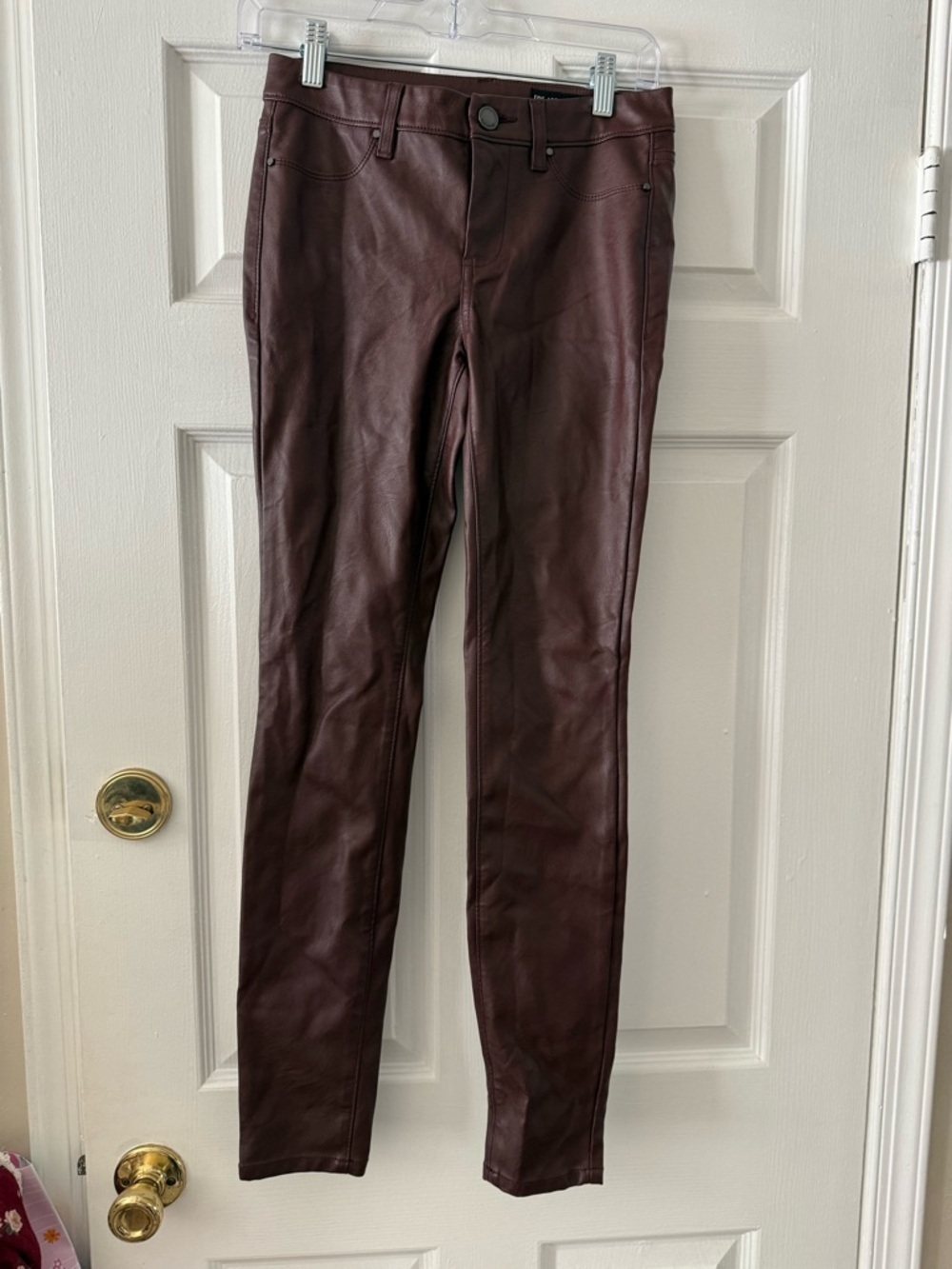 Blank NYC Burgundy Faux Leather Skinny Pants